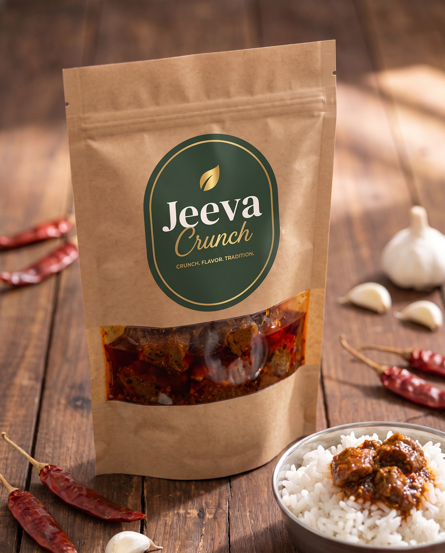 Jeeva Crunch Fish Pickle kraft pouch