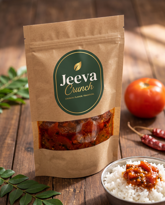 Jeeva Crunch Tomato Pickle kraft pouch