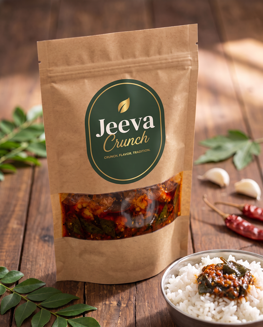 Jeeva Crunch Gongura Chicken Pickle kraft pouch