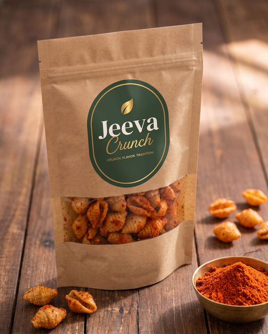 Jeeva Crunch Karam Gavvalu kraft pouch