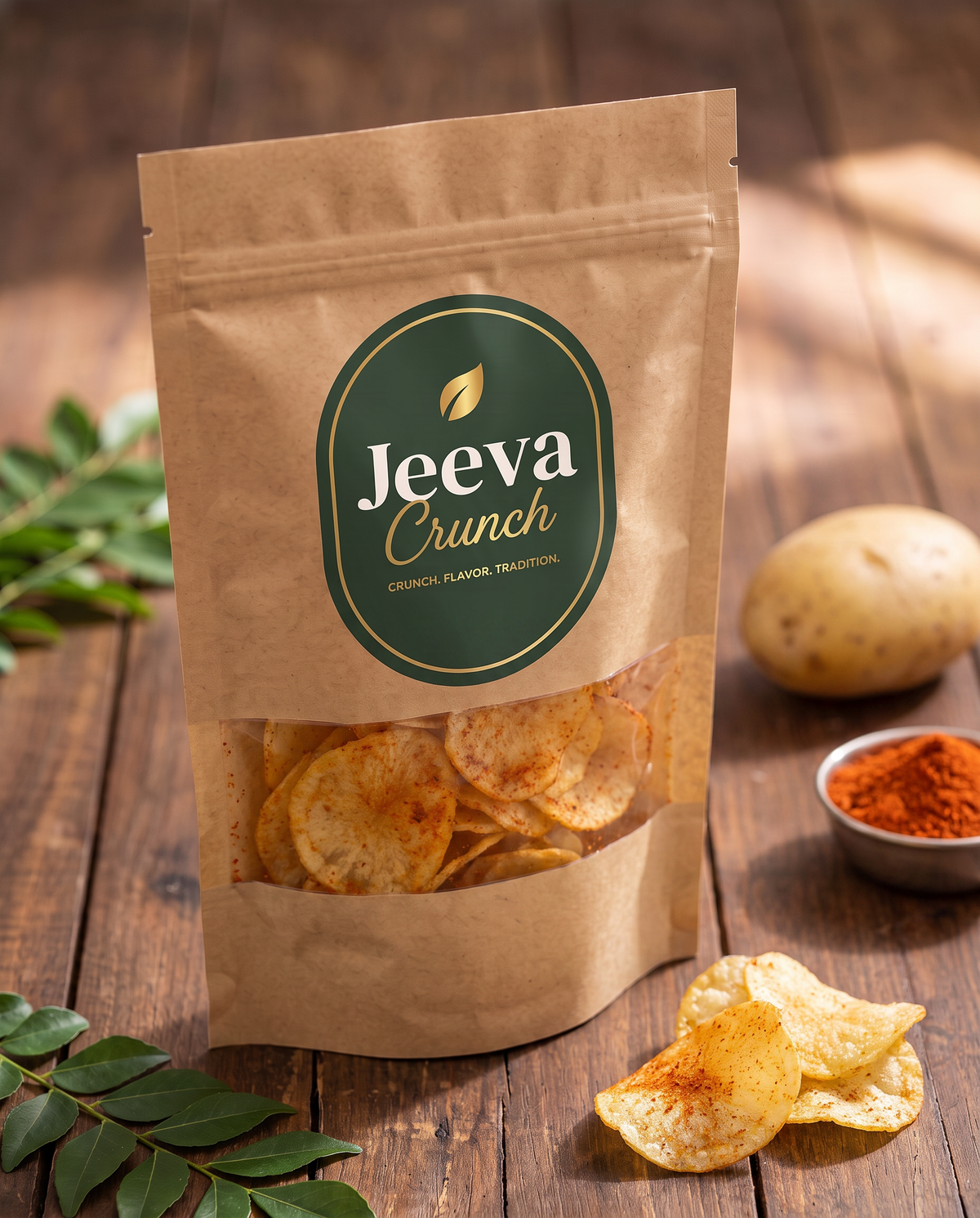 Jeeva Crunch Potato Chips kraft pouch