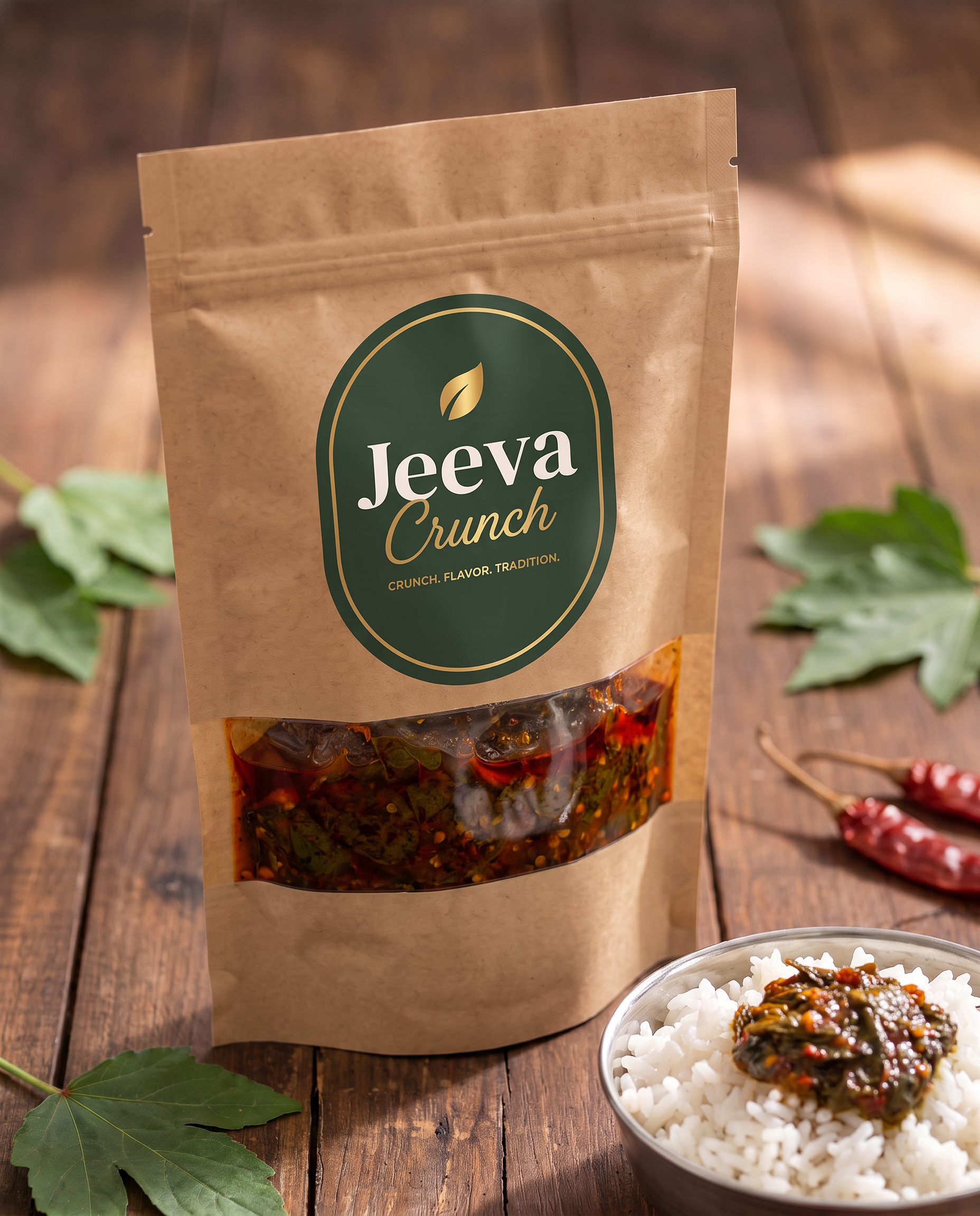 Jeeva Crunch Gongura Pickle kraft pouch