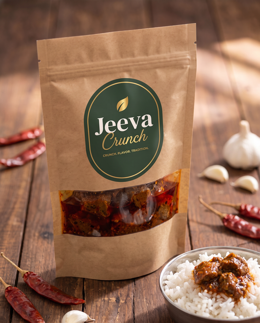 Jeeva Crunch Fish Pickle kraft pouch