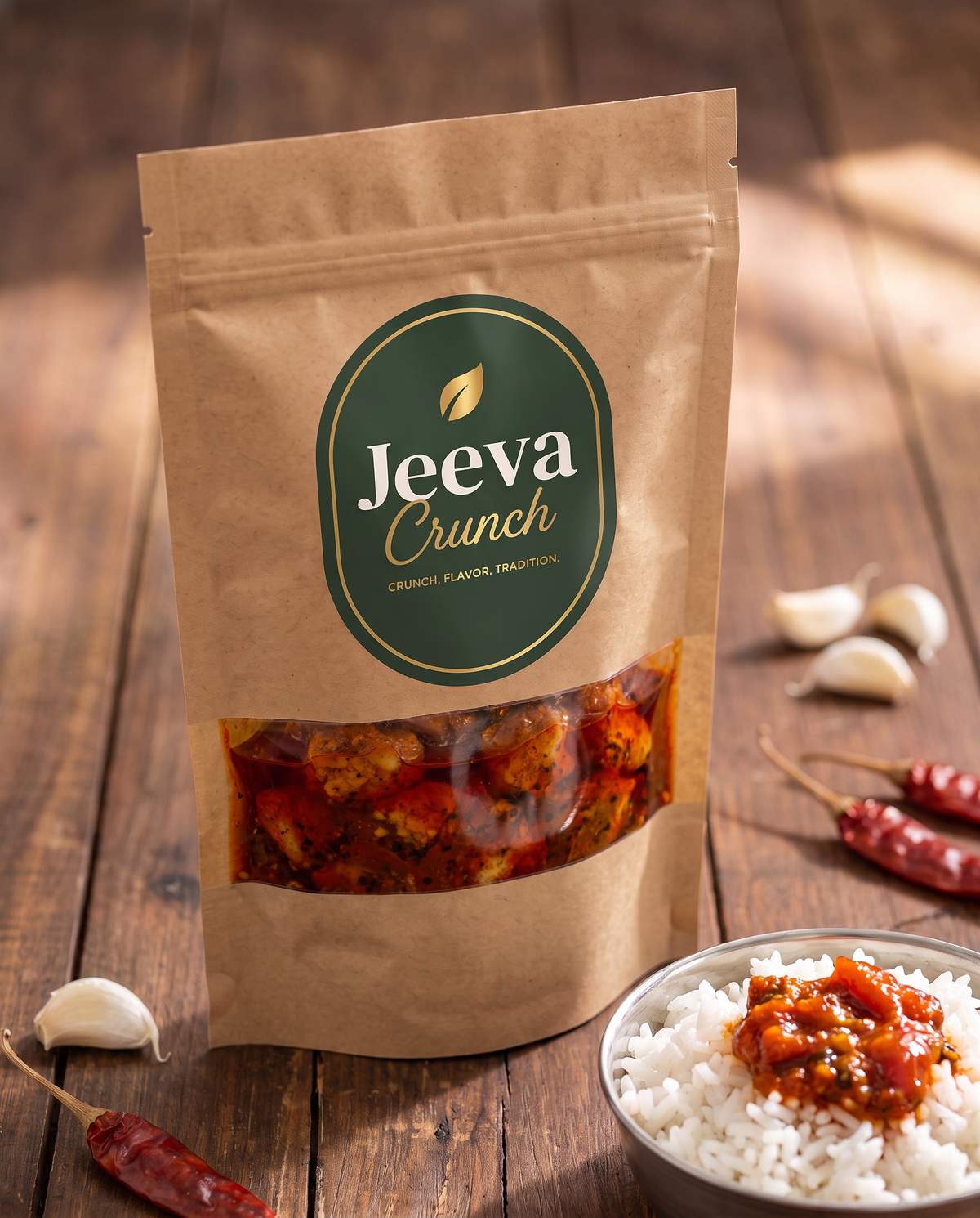 Jeeva Crunch Chicken Boneless Pickle kraft pouch