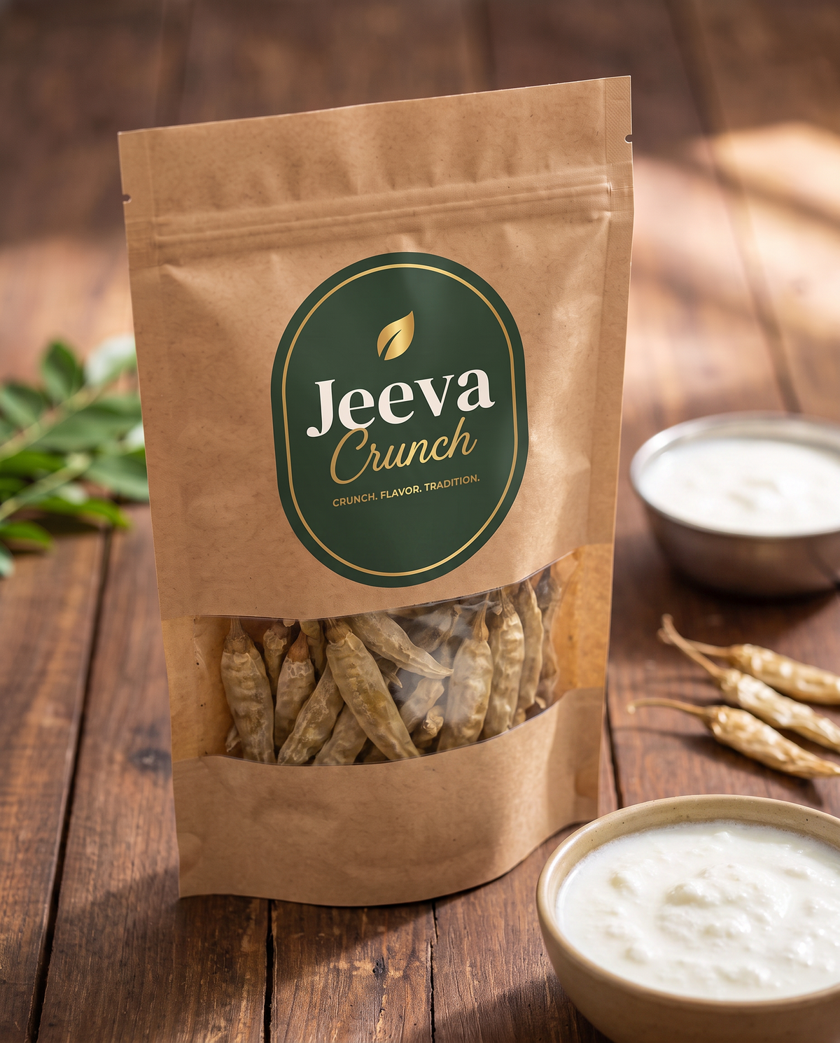 Jeeva Crunch Majjiga Mirapakaayalu kraft pouch